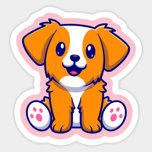 Cute Dog Sitting Cartoon Sticker